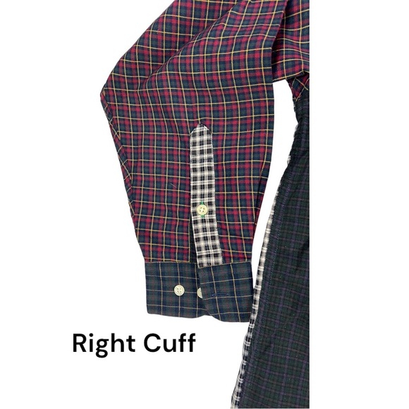 VTG Tommy Hilfiger Plaid Patchwork Color Block Tartan Small Long Sleeve Shirt - Picture 8 of 13